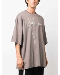 graues T-Shirt mit einem Rundhalsausschnitt von Rick Owens X Champion