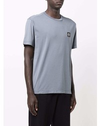 graues T-Shirt mit einem Rundhalsausschnitt von Stone Island