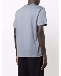 graues T-Shirt mit einem Rundhalsausschnitt von Stone Island