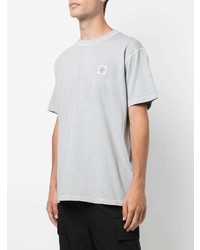 graues T-Shirt mit einem Rundhalsausschnitt von Stone Island