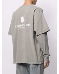 graues T-Shirt mit einem Rundhalsausschnitt von A Bathing Ape