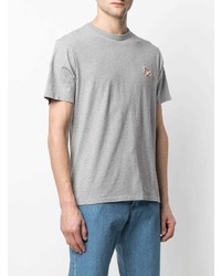 graues T-Shirt mit einem Rundhalsausschnitt von MAISON KITSUNÉ