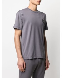 graues T-Shirt mit einem Rundhalsausschnitt von Stone Island