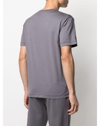 graues T-Shirt mit einem Rundhalsausschnitt von Stone Island