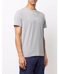 graues T-Shirt mit einem Rundhalsausschnitt von Stone Island