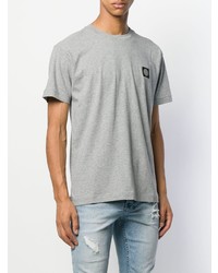 graues T-Shirt mit einem Rundhalsausschnitt von Stone Island