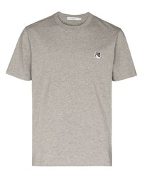 graues T-Shirt mit einem Rundhalsausschnitt von MAISON KITSUNÉ