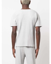 graues T-Shirt mit einem Rundhalsausschnitt von Homme Plissé Issey Miyake