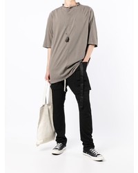 graues T-Shirt mit einem Rundhalsausschnitt von Rick Owens DRKSHDW