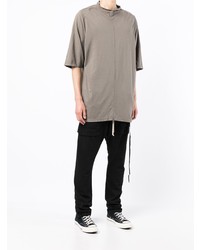 graues T-Shirt mit einem Rundhalsausschnitt von Rick Owens DRKSHDW