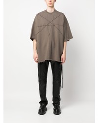 graues T-Shirt mit einem Rundhalsausschnitt von Rick Owens