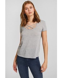 graues T-Shirt mit einem Rundhalsausschnitt von OXXO