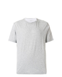 graues T-Shirt mit einem Rundhalsausschnitt von Paolo Pecora
