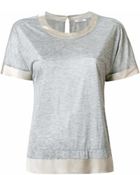 graues T-Shirt mit einem Rundhalsausschnitt von Peserico