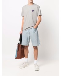 graues T-Shirt mit einem Rundhalsausschnitt von MAISON KITSUNÉ