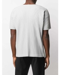 graues T-Shirt mit einem Rundhalsausschnitt von Homme Plissé Issey Miyake