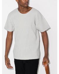 graues T-Shirt mit einem Rundhalsausschnitt von Homme Plissé Issey Miyake