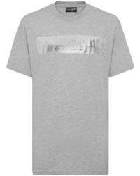 graues T-Shirt mit einem Rundhalsausschnitt von Plein Sport