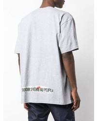 graues T-Shirt mit einem Rundhalsausschnitt von Supreme