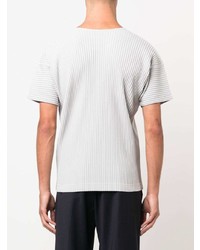 graues T-Shirt mit einem Rundhalsausschnitt von Issey Miyake Men