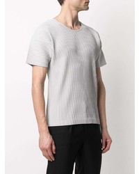 graues T-Shirt mit einem Rundhalsausschnitt von Homme Plissé Issey Miyake