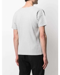 graues T-Shirt mit einem Rundhalsausschnitt von Homme Plissé Issey Miyake