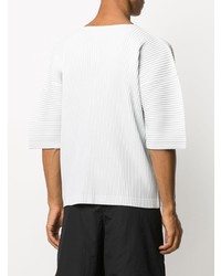 graues T-Shirt mit einem Rundhalsausschnitt von Homme Plissé Issey Miyake