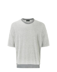 graues T-Shirt mit einem Rundhalsausschnitt von Roberto Collina