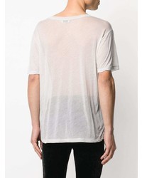 graues T-Shirt mit einem Rundhalsausschnitt von Saint Laurent