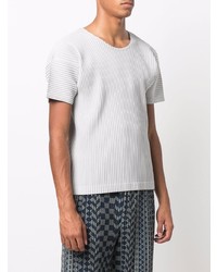 graues T-Shirt mit einem Rundhalsausschnitt von Homme Plissé Issey Miyake