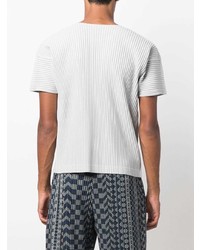 graues T-Shirt mit einem Rundhalsausschnitt von Homme Plissé Issey Miyake