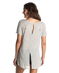 graues T-Shirt mit einem Rundhalsausschnitt von Roxy