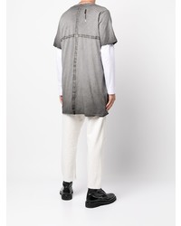 graues T-Shirt mit einem Rundhalsausschnitt von Boris Bidjan Saberi