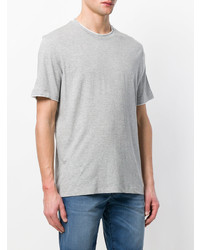 graues T-Shirt mit einem Rundhalsausschnitt von Paolo Pecora