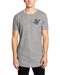 graues T-Shirt mit einem Rundhalsausschnitt von Sik Silk