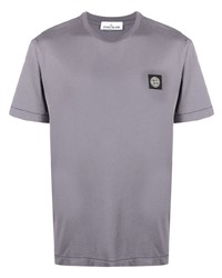 graues T-Shirt mit einem Rundhalsausschnitt von Stone Island