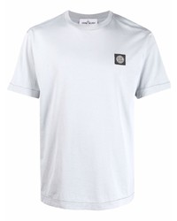 graues T-Shirt mit einem Rundhalsausschnitt von Stone Island