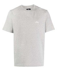 graues T-Shirt mit einem Rundhalsausschnitt von Stussy