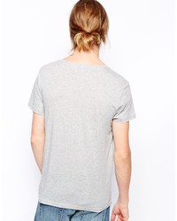 graues T-Shirt mit einem Rundhalsausschnitt von Weekday