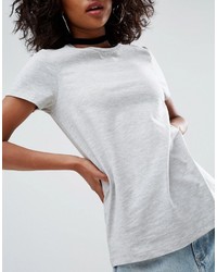 graues T-Shirt mit einem Rundhalsausschnitt von Asos