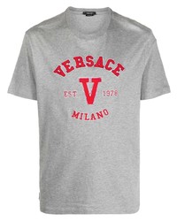 graues T-Shirt mit einem Rundhalsausschnitt von Versace