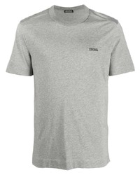 graues T-Shirt mit einem Rundhalsausschnitt von Zegna