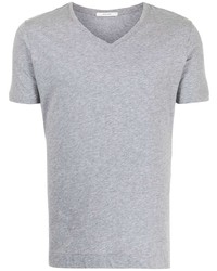 graues T-Shirt mit einem V-Ausschnitt von Adam Lippes