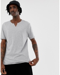 graues T-Shirt mit einem V-Ausschnitt von ASOS DESIGN