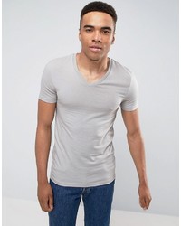 graues T-Shirt mit einem V-Ausschnitt von Asos