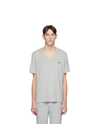 graues T-Shirt mit einem V-Ausschnitt von BOSS