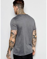 graues T-Shirt mit einem V-Ausschnitt von Asos
