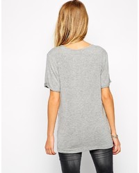 graues T-Shirt mit einem V-Ausschnitt von Asos