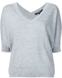 graues T-Shirt mit einem V-Ausschnitt von Derek Lam