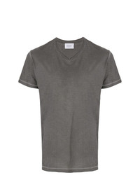 graues T-Shirt mit einem V-Ausschnitt von Dondup